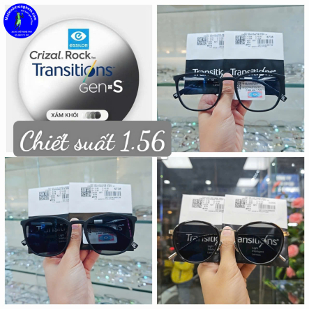 TRÒNG ĐỔI MÀU LỌC ÁNH SÁNG XANH TRANSITIONS GEN S- CHIẾT SUẤT 1.56AS- ĐỔI MÀU KHÓI