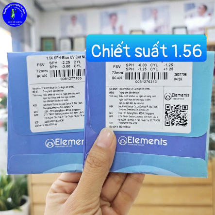 TRÒNG KÍNH CẮT ÁNH SÁNG XANH ELEMENTS SINGAPORE- Elements Blue UV Cut - chiết suất 1.56