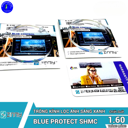TRÒNG KÍNH LỌC ÁNH SÁNG XANH ZINMY 1.60AS BLUE PROTECT SHMC CHÍNH HÃNG