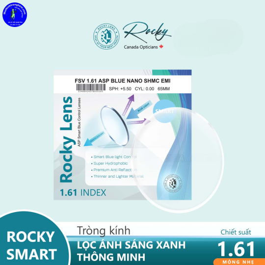 TRÒNG KÍNH ROCKY 1.61ASP SMART BLUE CONTROL SHMC CHÍNH HÃNG