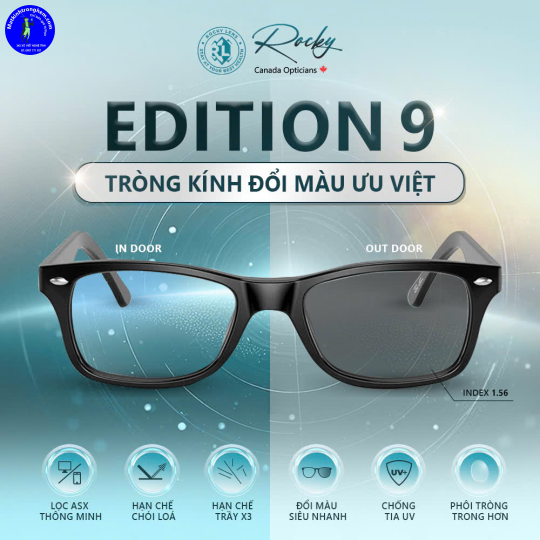 TRÒNG KÍNH ĐỔI MÀU EDITION 9 ROCKY CANADA CHIẾT SUẤT 1.56- ĐỔI MÀU KHÓI