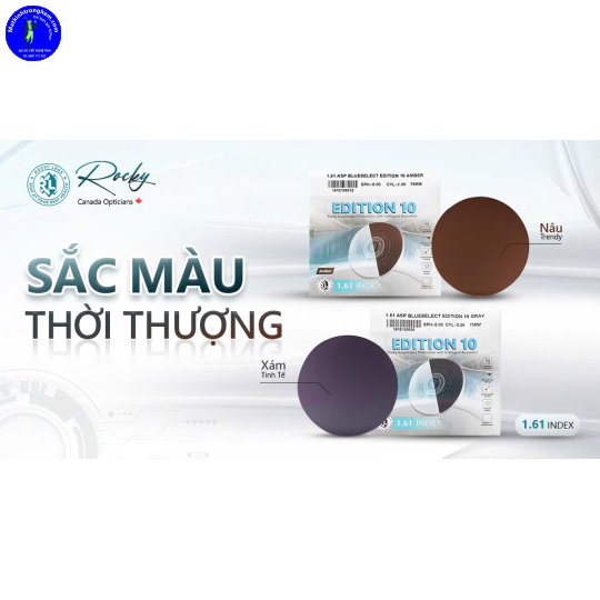 TRÒNG KÍNH ĐỔI MÀU ÁNH SÁNG XANH EDITION 10 CHIẾT SUẤT 1.61ASP- ĐỔI MÀU KHÓI/TRÀ