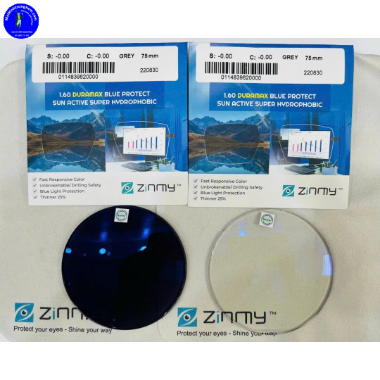 TRÒNG KÍNH ĐỔI MÀU LỌC ÁNH SÁNG XANH ZINMY DURAMAX CHIẾT SUẤT 1.60- ĐỔI MÀU KHÓI