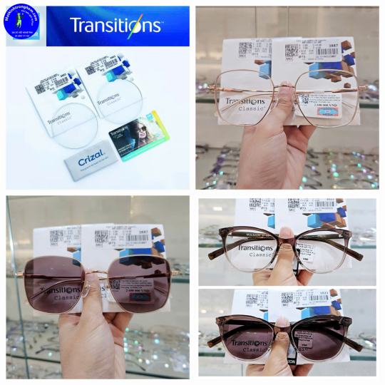 TRÒNG ĐỔI MÀU LỌC ÁNH SÁNG XANH TRANSITIONS CLASSIC- CHIẾT SUẤT 1.56- ĐỔI MÀU TRÀ