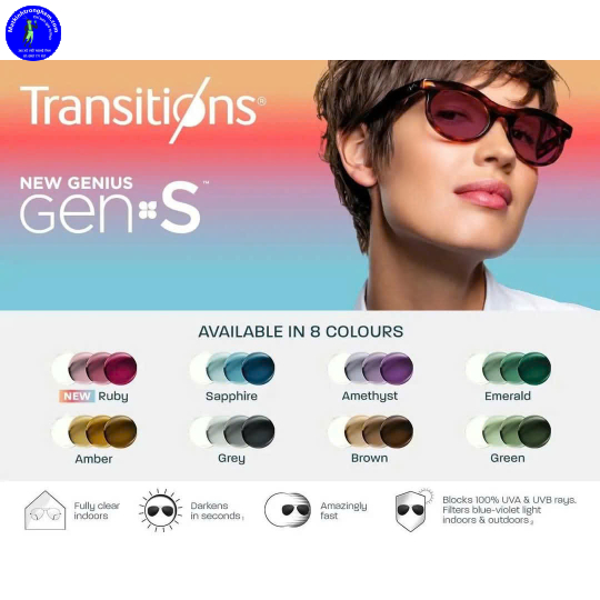 TRÒNG ĐỔI MÀU TRANSITIONS GEN S- CHIẾT SUẤT 1.50/1.60 ĐẶT ĐÁNH LAB NƯỚC NGOÀI ( CÓ 8 MÀU)