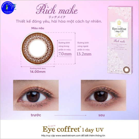 KÍNH ÁP TRÒNG MÀU 1 NGÀY RICH MAKE- SEED NHẬT