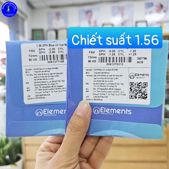 TRÒNG KÍNH CẮT ÁNH SÁNG XANH ELEMENTS SINGAPORE- Elements Blue UV Cut - chiết suất 1.56